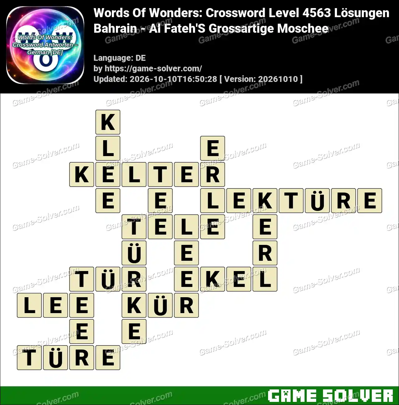 Words Of Wonders: Crossword Level 4563 Lösungen – Bahrain – Al Fateh’S Grossartige Moschee